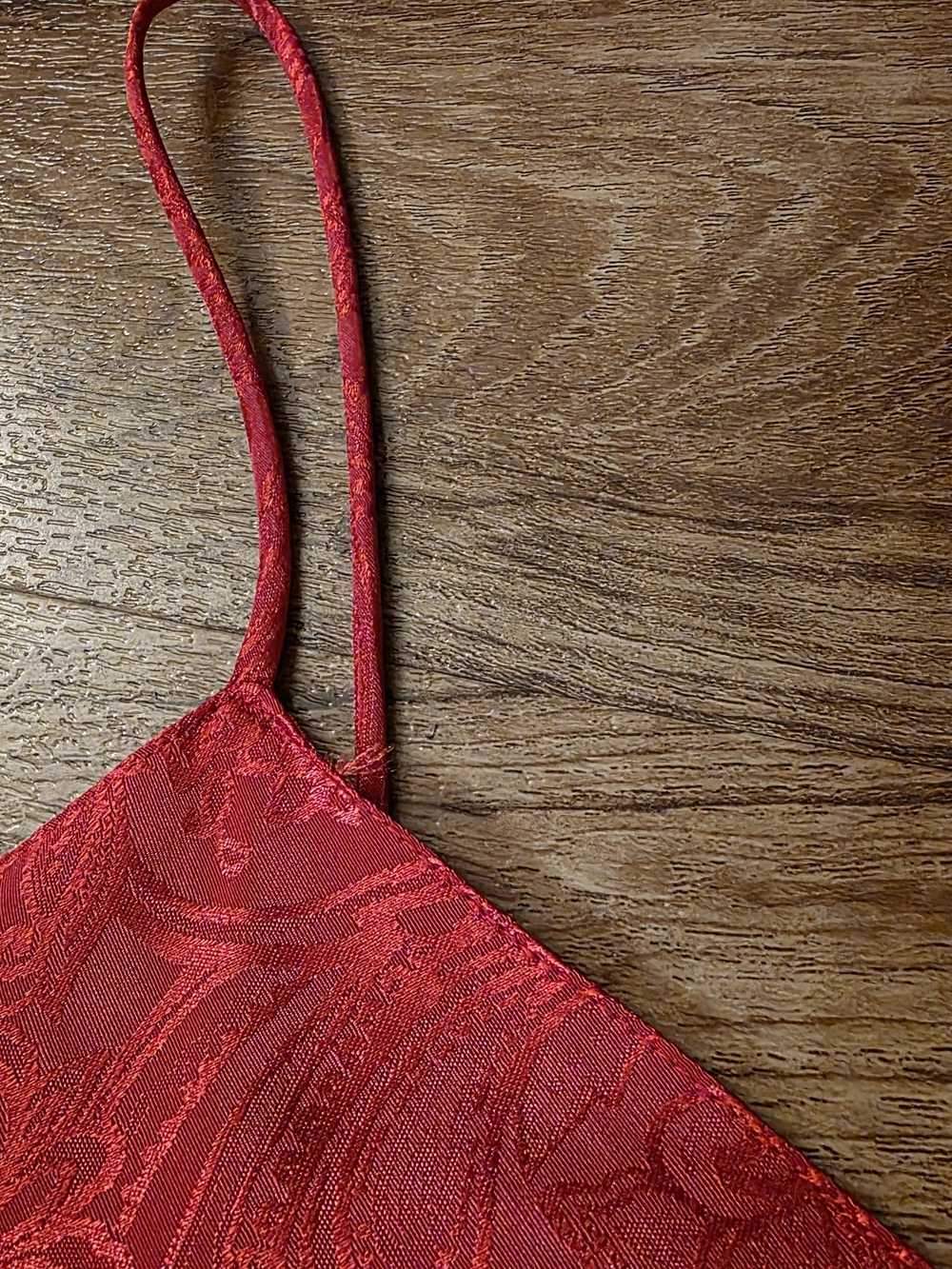 Vintage 90s Val Mode Lingerie Red Paisley Satin Long Slip - Picture 5 of 9